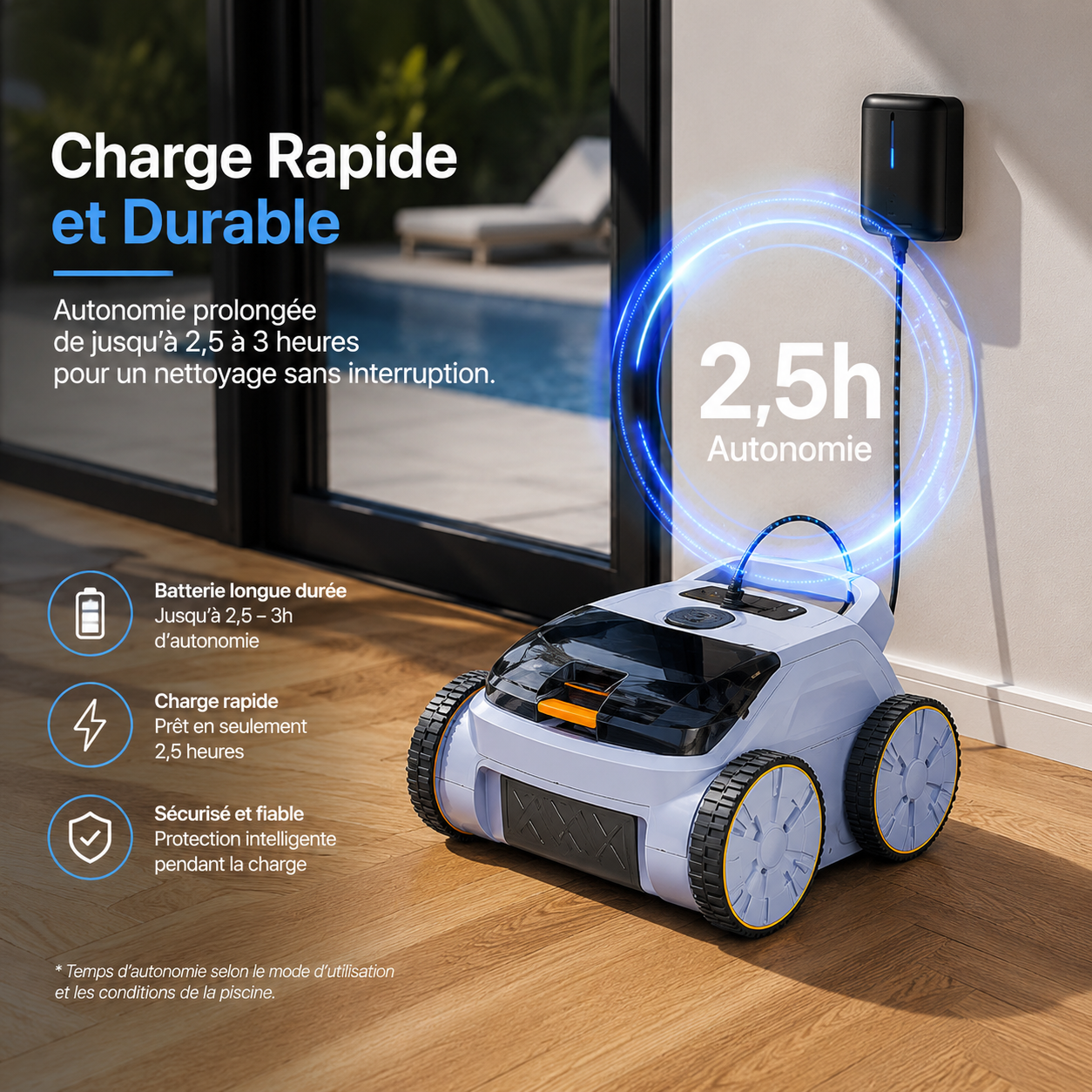 Robot aspirateur de piscine sans fil - Royal Blue – Image 6