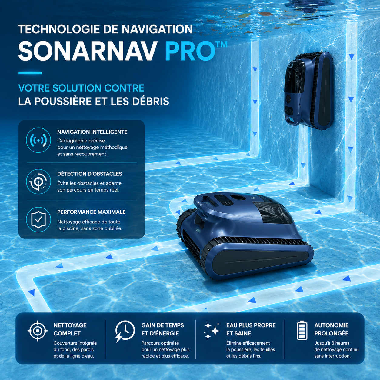 Robot de piscine sans fil – Nettoyage automatique du fond et des parois – Image 6