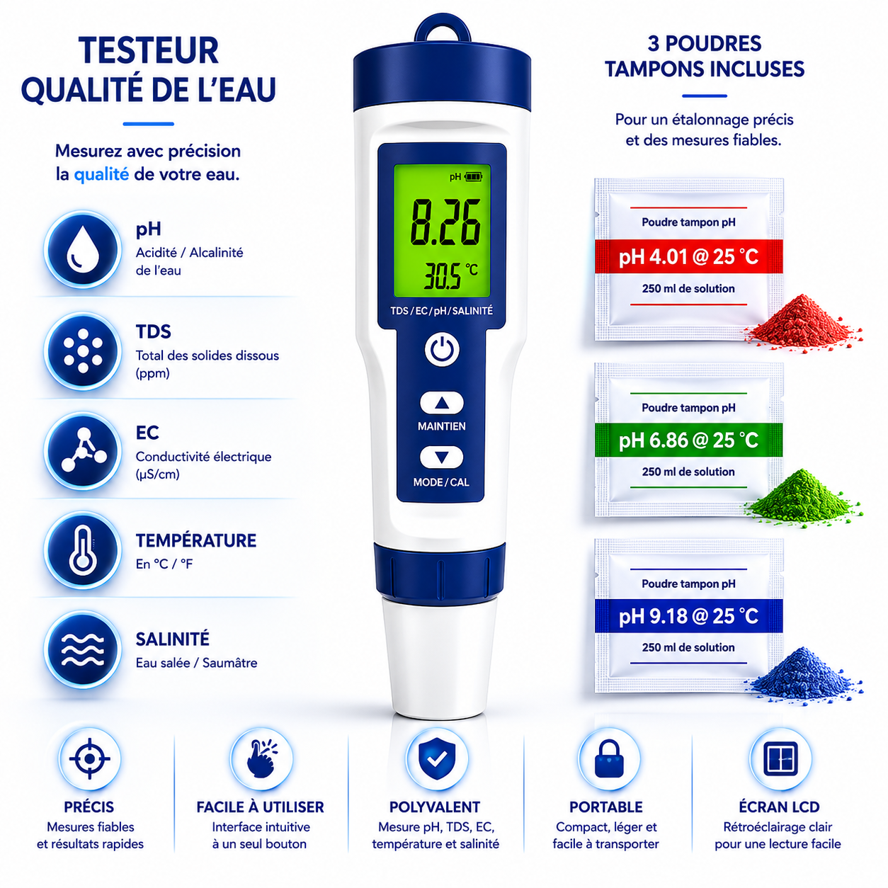 Testeur de qualité de l’eau 10 en Testeur digital 10-en-1 – Image 3
