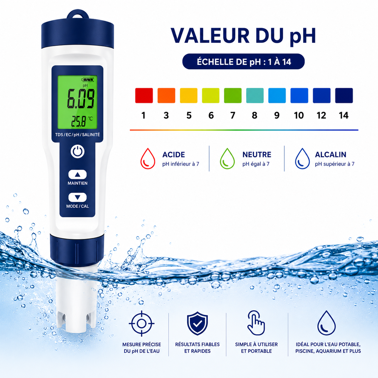 Testeur de qualité de l’eau 10 en Testeur digital 10-en-1 – Image 5