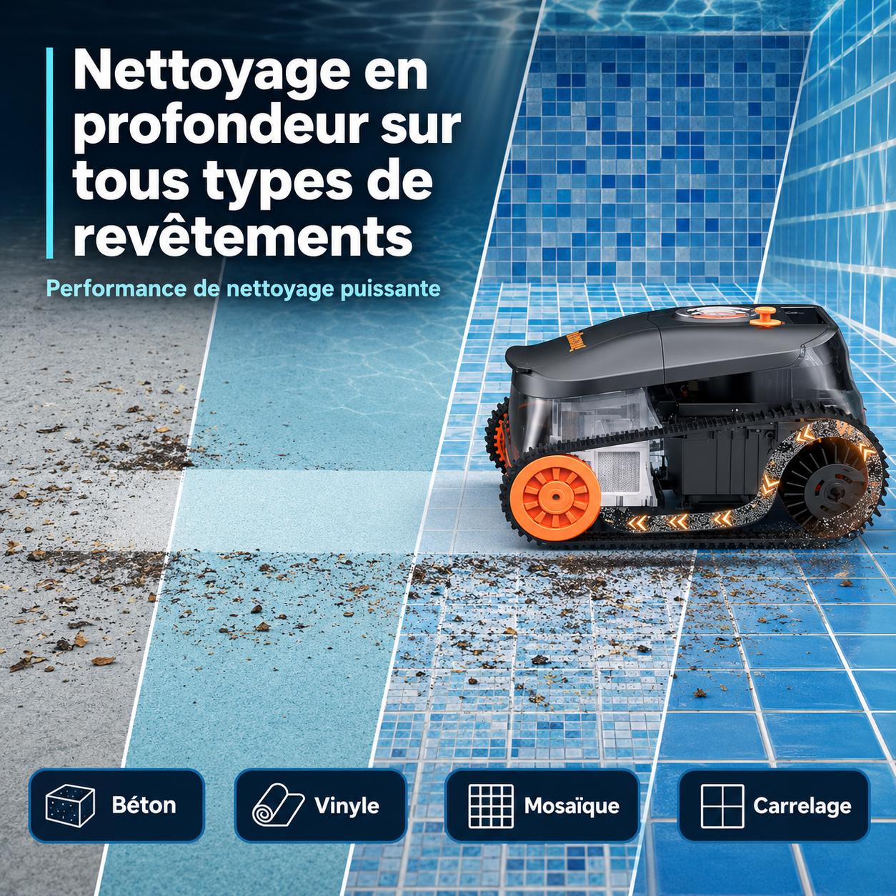Robot aspirateur piscine sans fil – Fond, parois et ligne d’eau – Image 5
