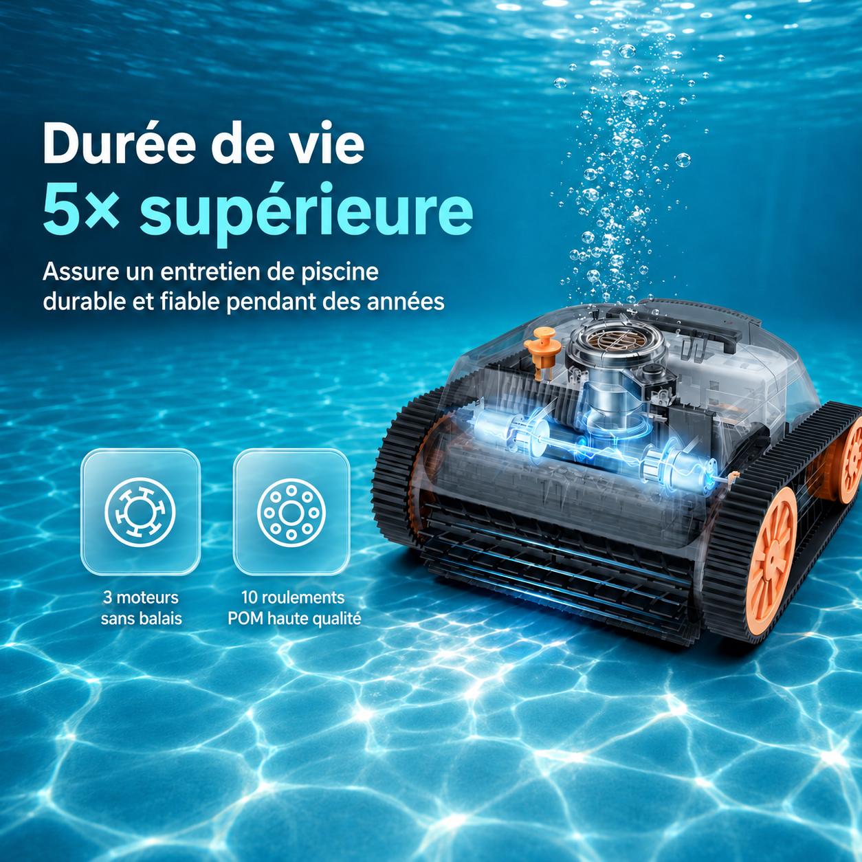 Robot aspirateur piscine sans fil – Fond, parois et ligne d’eau – Image 7