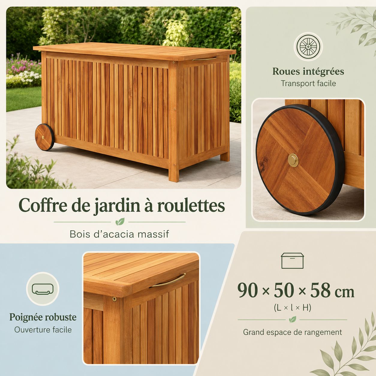 Coffre de rangement en bois – Image 3