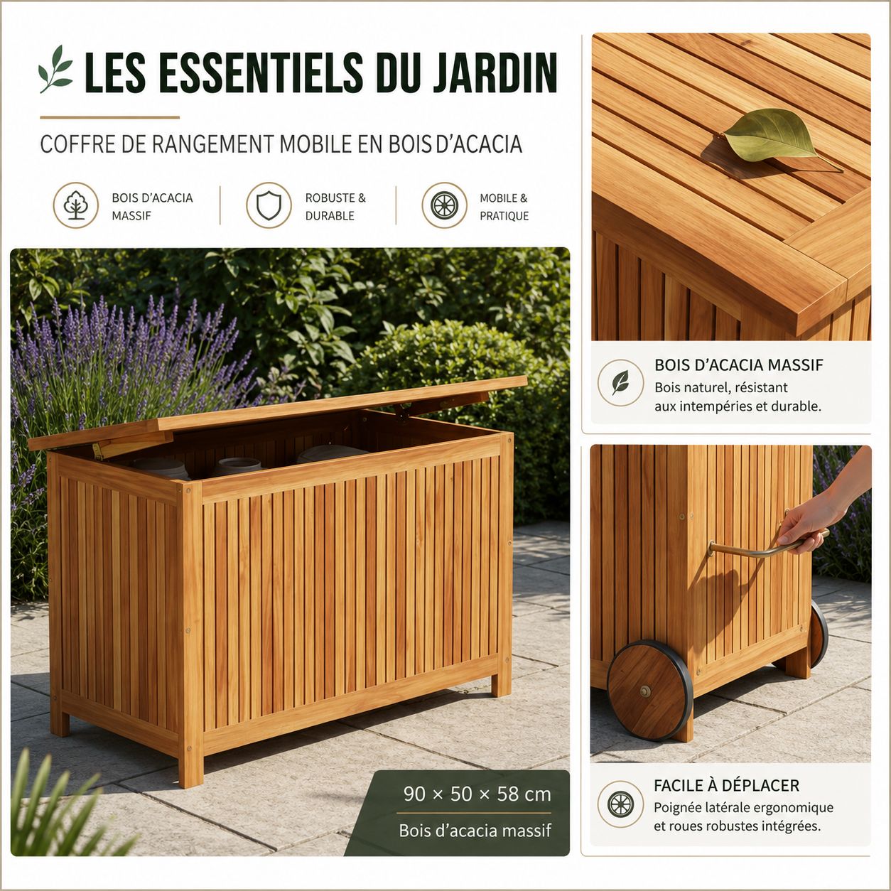 Coffre de rangement en bois – Image 4