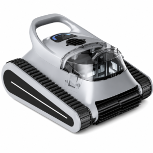 Robot aspirateur piscine sans fil – Fond, parois et débris visibles