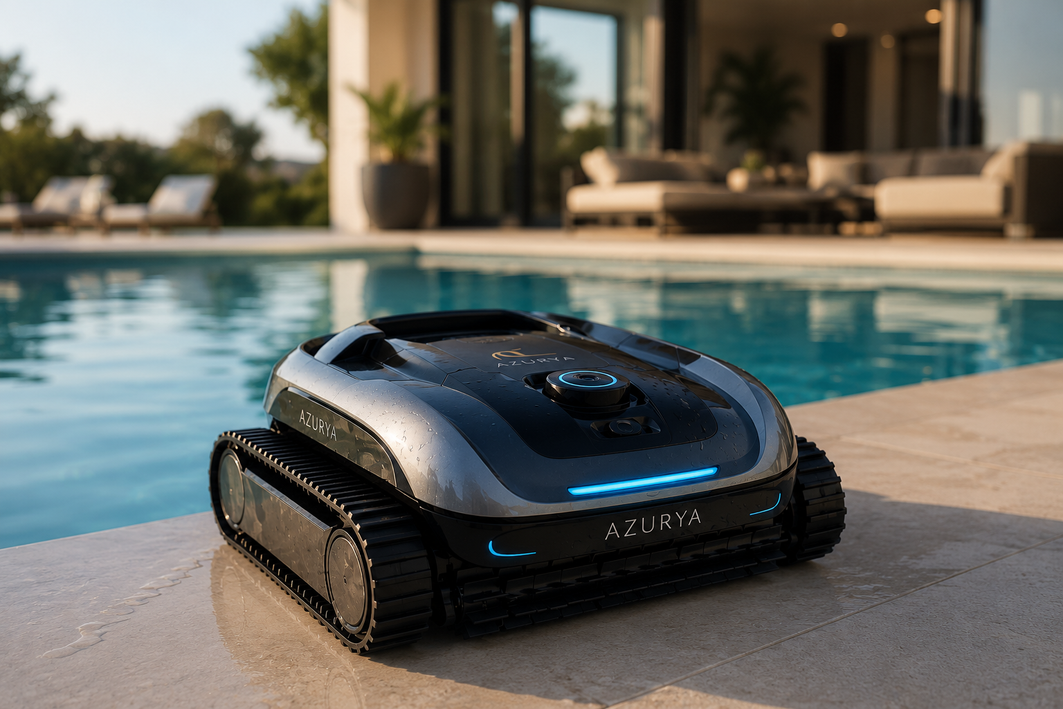 Robot AZURYA premium au bord d'une piscine